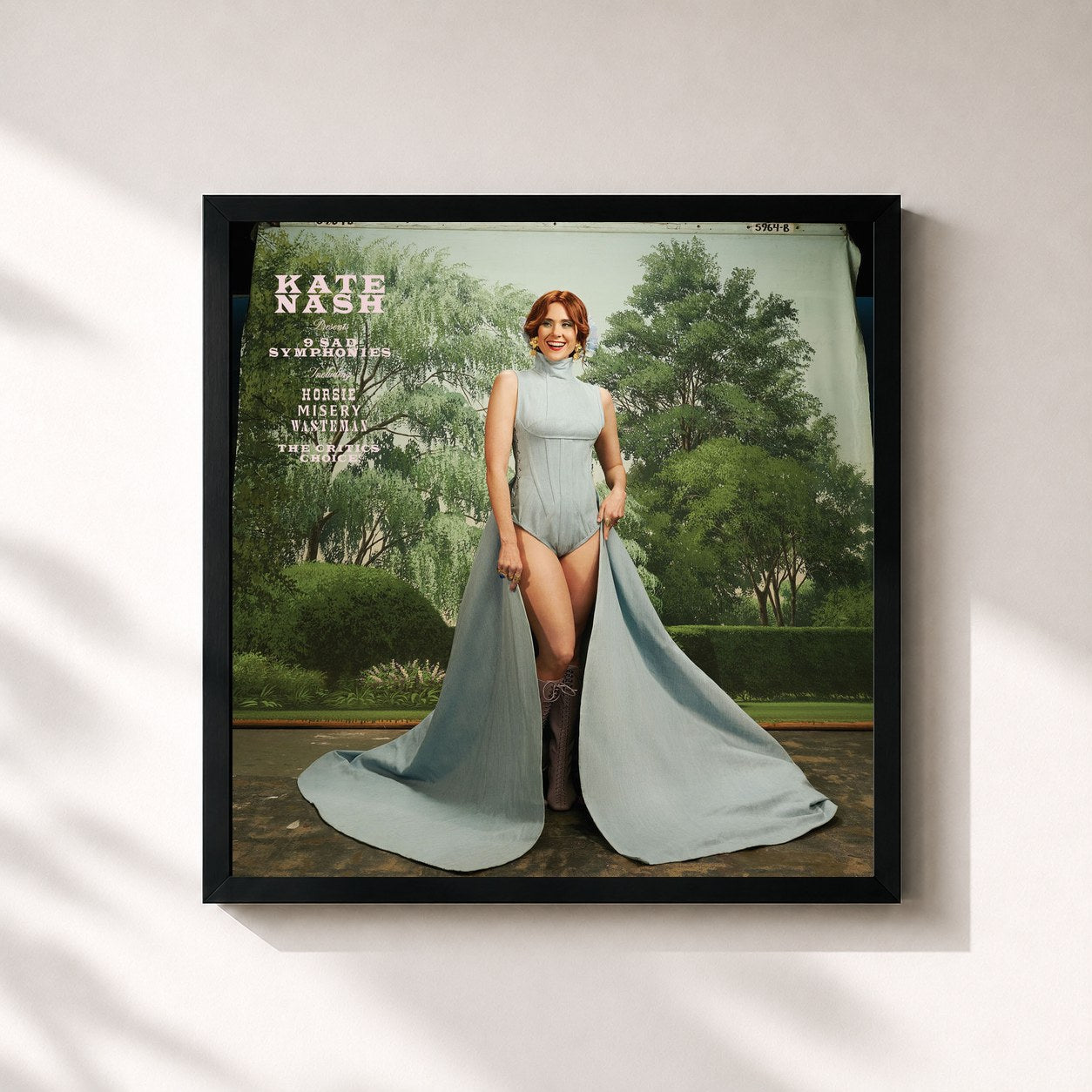 #noir Tableau carré de l'album 9 Sad Symphonies de Kate Nash, cadre noir 32x32 cm