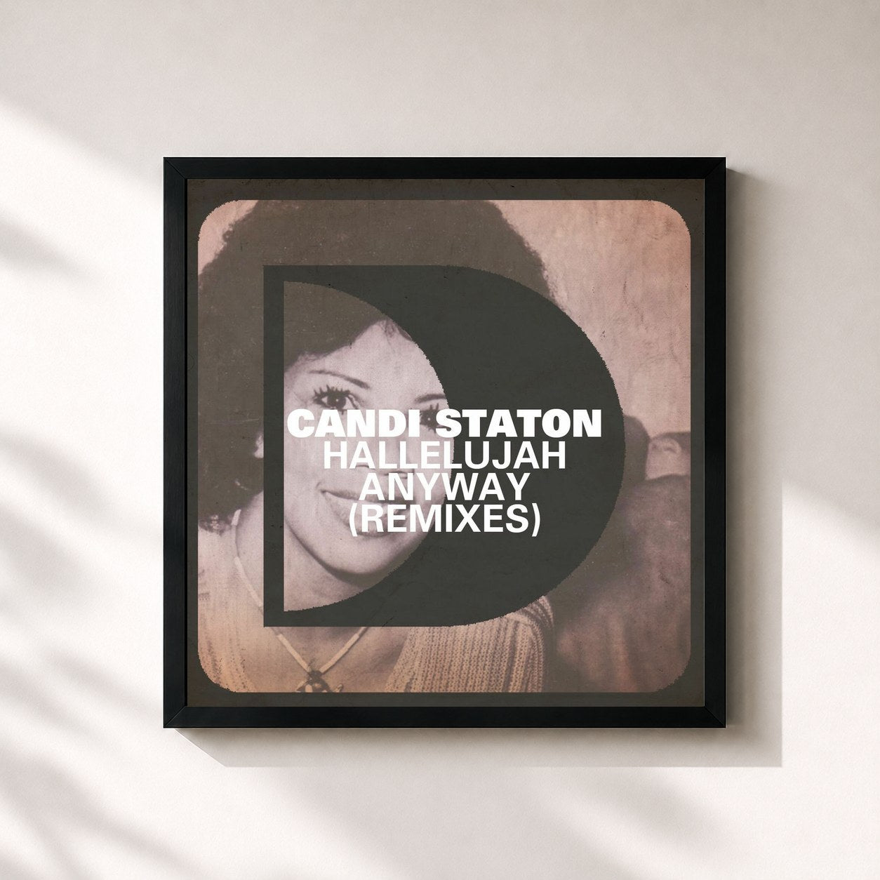 #noir Tableau carré de l'album Hallelujah Anyway (Remixes) de Candi Staton, cadre noir 32x32 cm