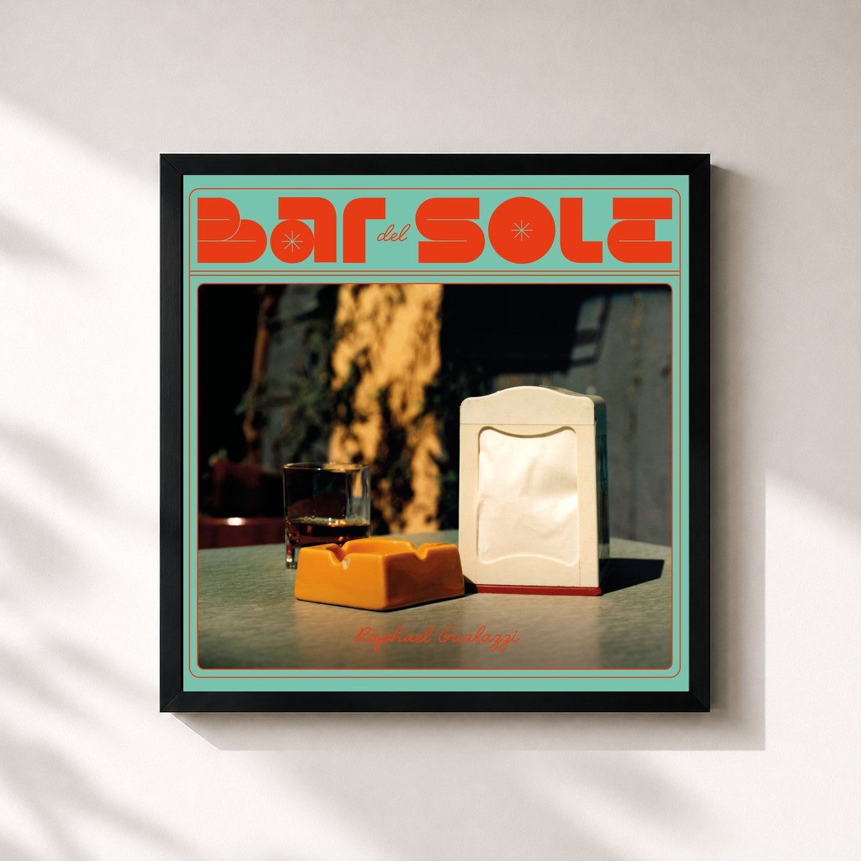 #noir Tableau carré de l'album BAR DEL SOLE de Raphael Gualazzi, cadre noir 32x32 cm