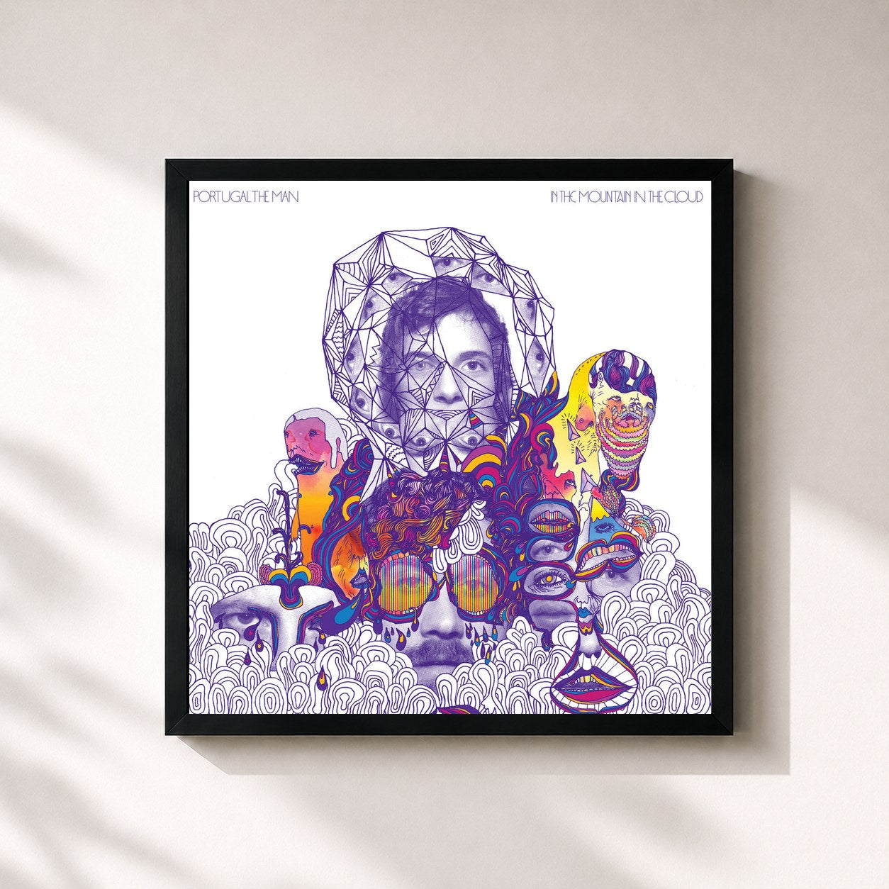 #noir Tableau carré de l'album In the Mountain in the Cloud (Deluxe Edition) de Portugal. The Man, cadre noir 32x32 cm