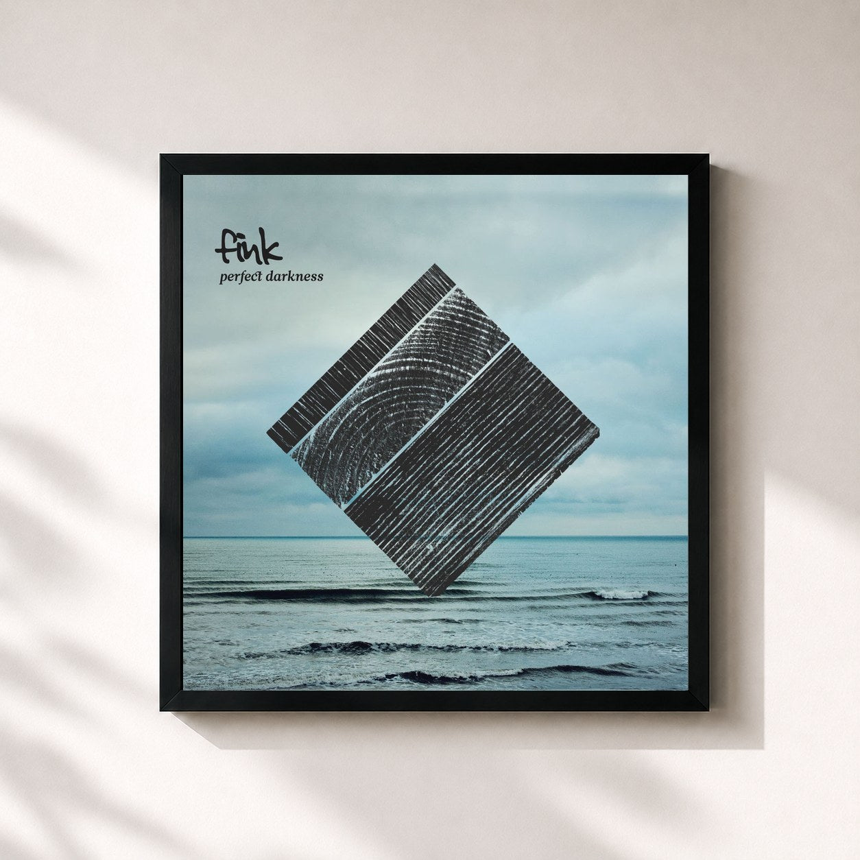 #noir Tableau carré de l'album Perfect Darkness de Fink, cadre noir 32x32 cm