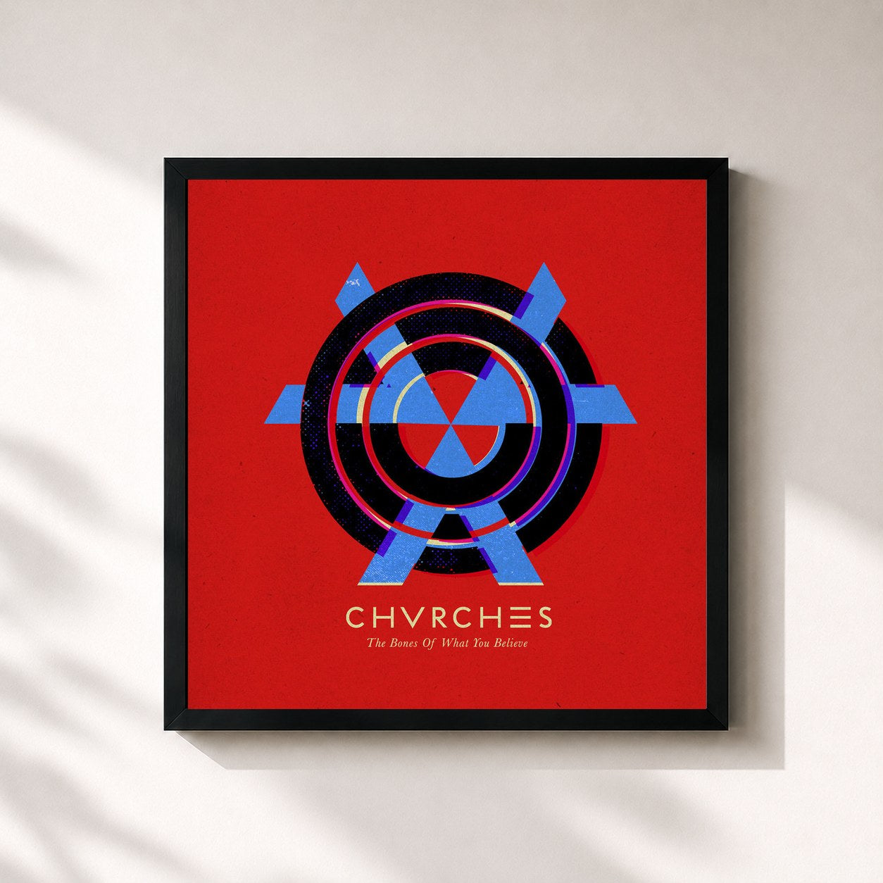 #noir Tableau carré de l'album The Bones Of What You Believe de CHVRCHES, cadre noir 32x32 cm