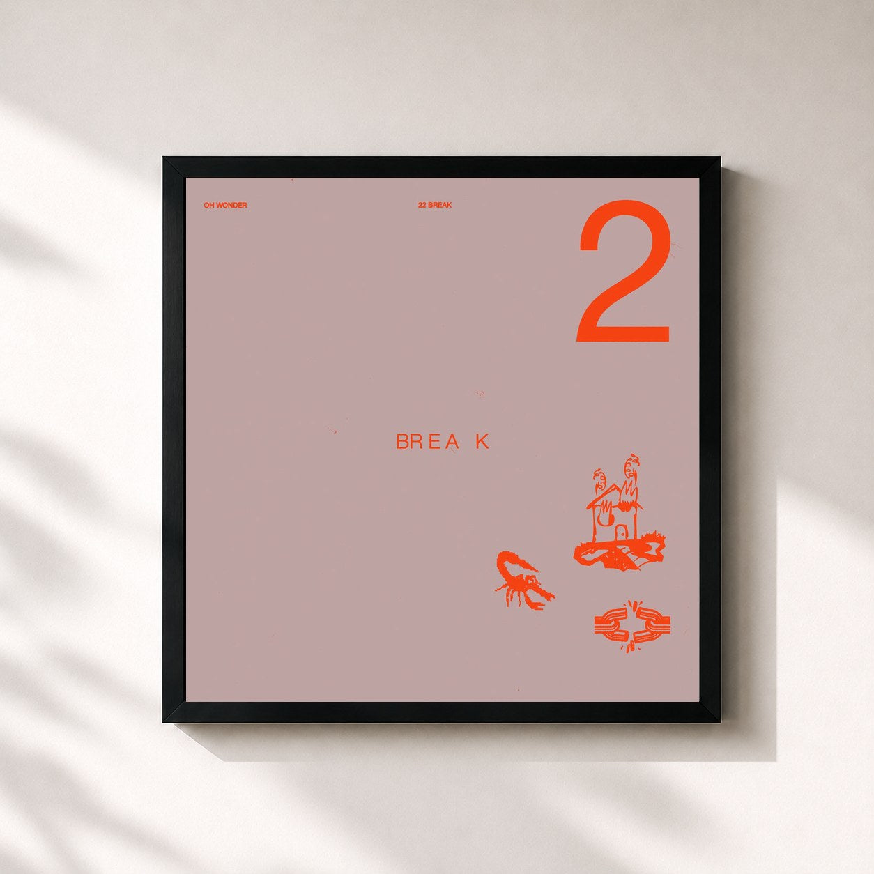 #noir Tableau carré de l'album 22 Break de Oh Wonder, cadre noir 32x32 cm