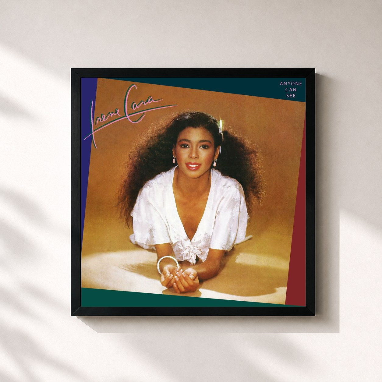 #noir Tableau carré de l'album Anyone Can See de Irene Cara, cadre noir 32x32 cm