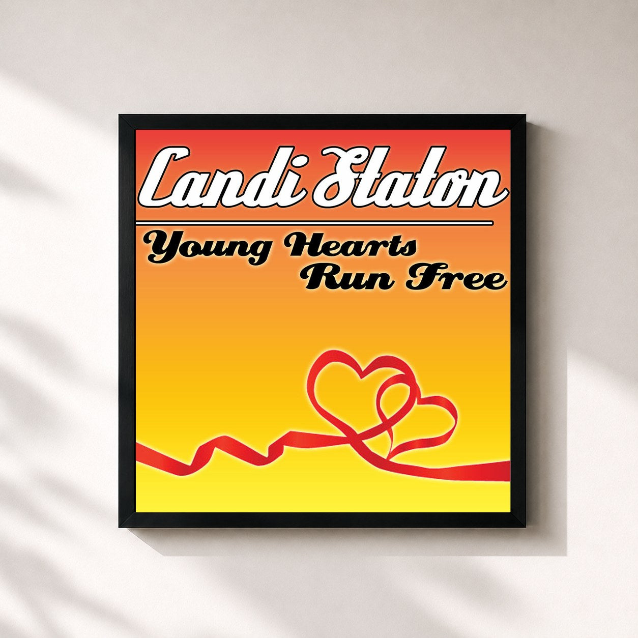 #noir Tableau carré de l'album Young Hearts Run Free de Candi Staton, cadre noir 32x32 cm
