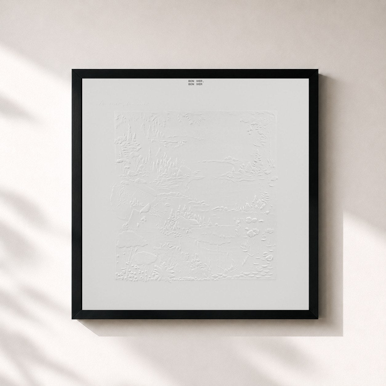 #noir Tableau carré de l'album Bon Iver, Bon Iver (10th Anniversary Edition) de Bon Iver, cadre noir 32x32 cm