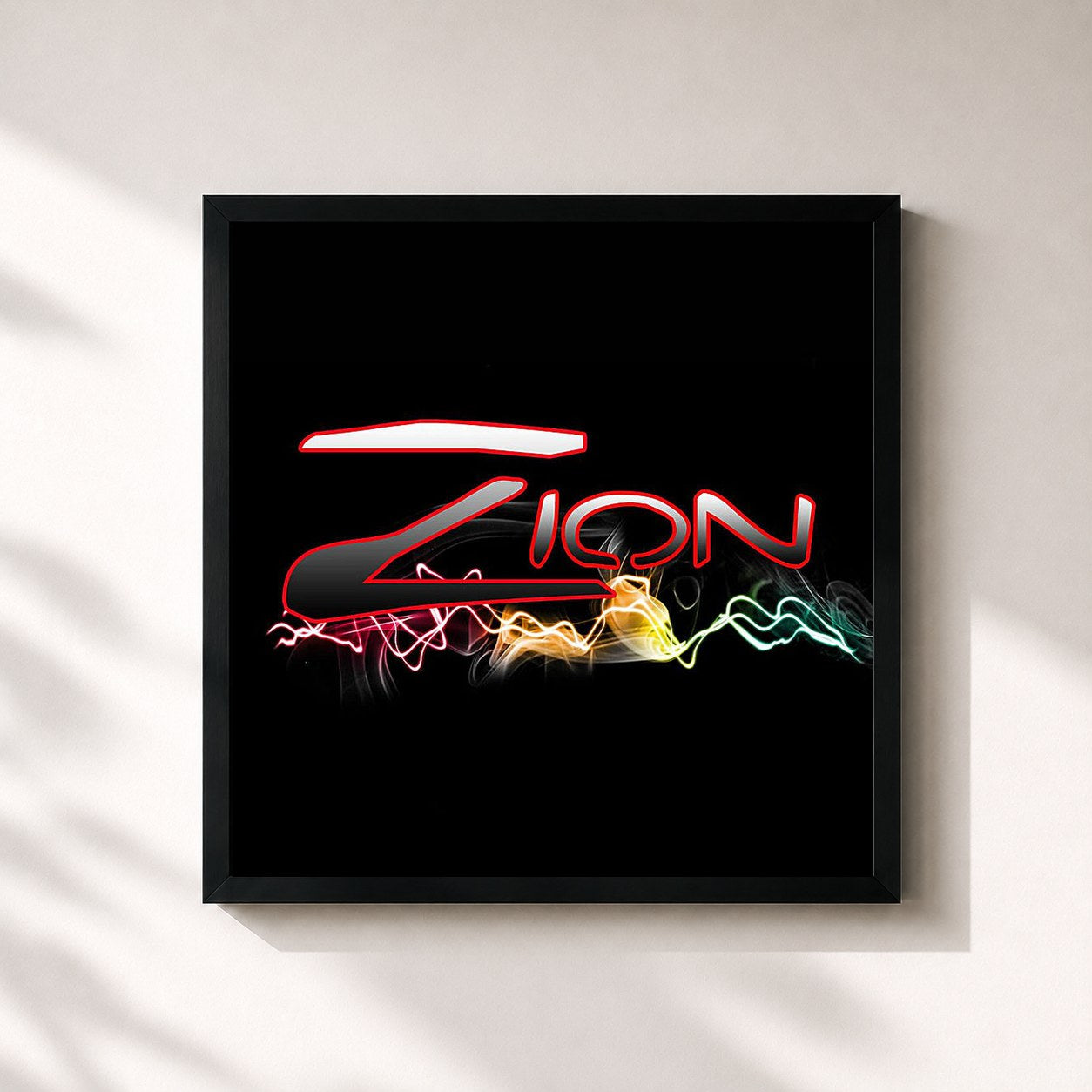 #noir Tableau carré de l'album Zion de Zion, cadre noir 32x32 cm