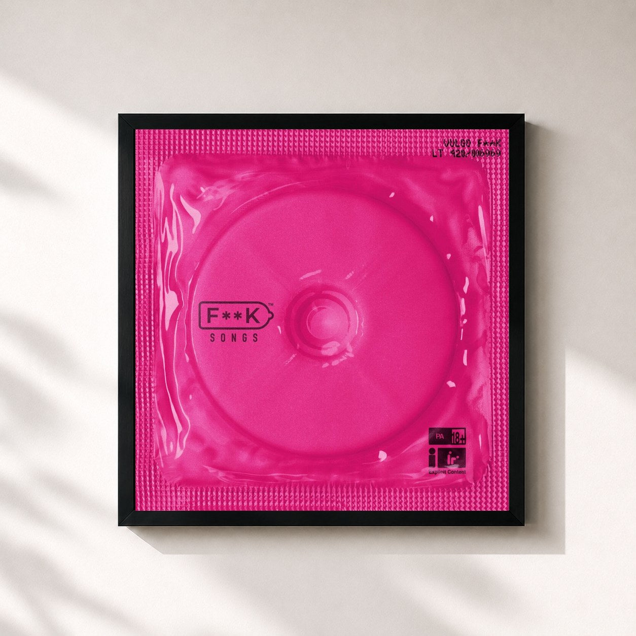 #noir Tableau carré de l'album F**K SONGS de Vulgo FK, cadre noir 32x32 cm