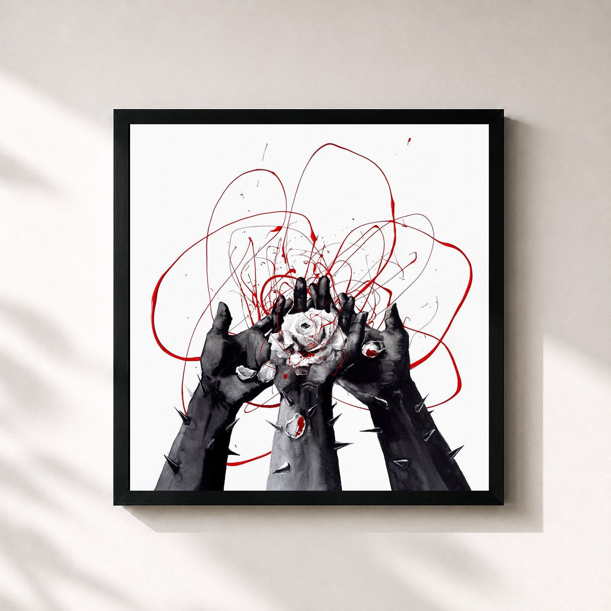 #noir Tableau carré de l'album The Lost Petals de d4vd, cadre noir 32x32 cm