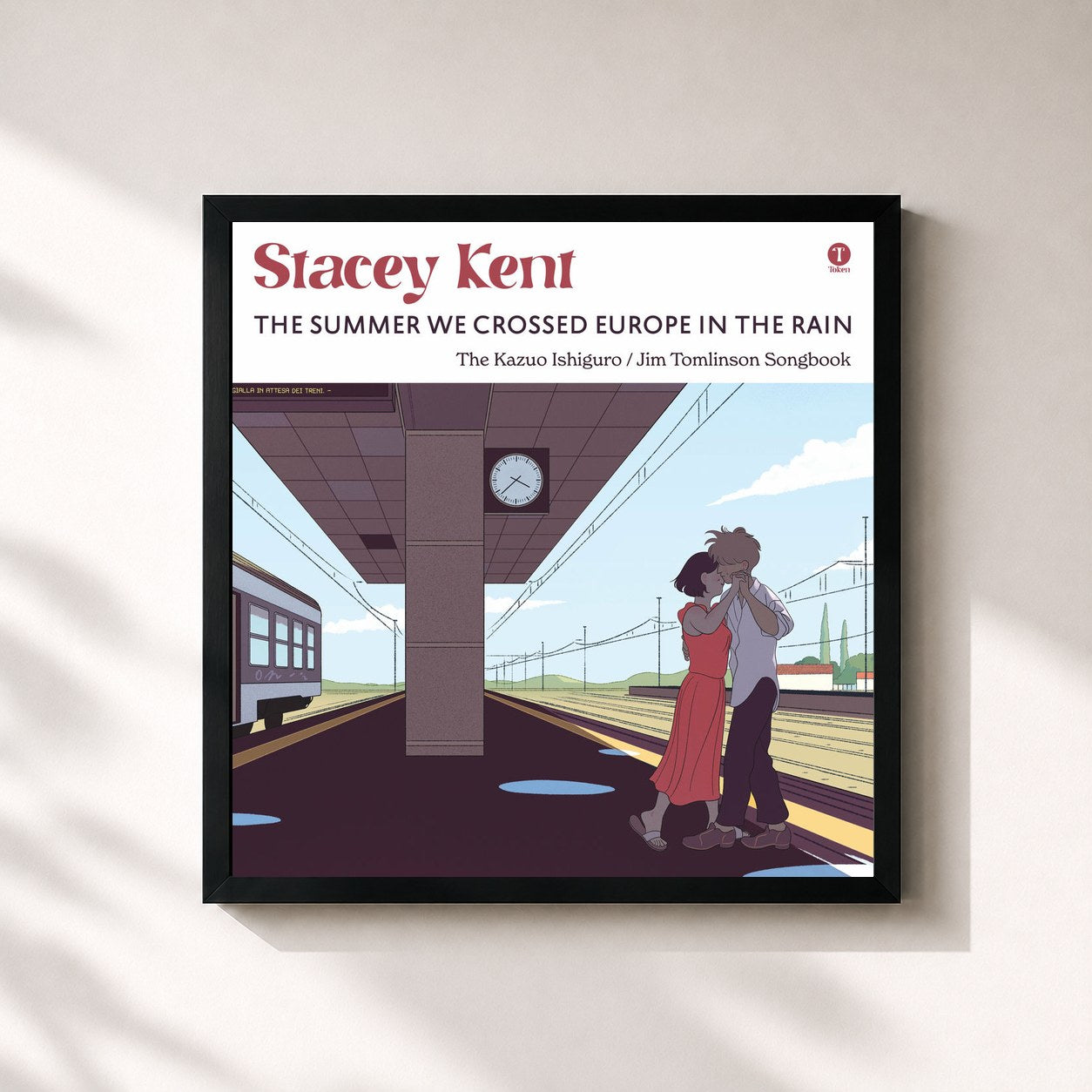 #noir Tableau carré de l'album The Summer We Crossed Europe In The Rain (The Kazuo Ishiguro / Jim Tomlinson Songbook) de Stacey Kent, cadre noir 32x32 cm