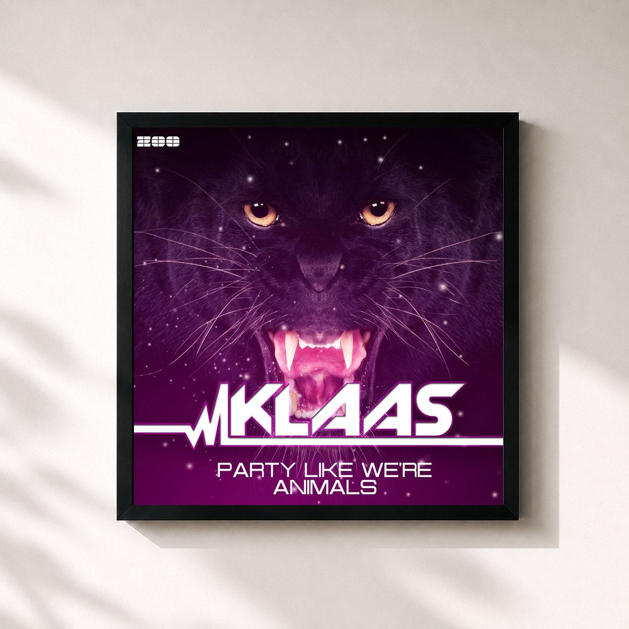 #noir Tableau carré de l'album Party Like We're Animals (Remixes) de Klaas, cadre noir 32x32 cm