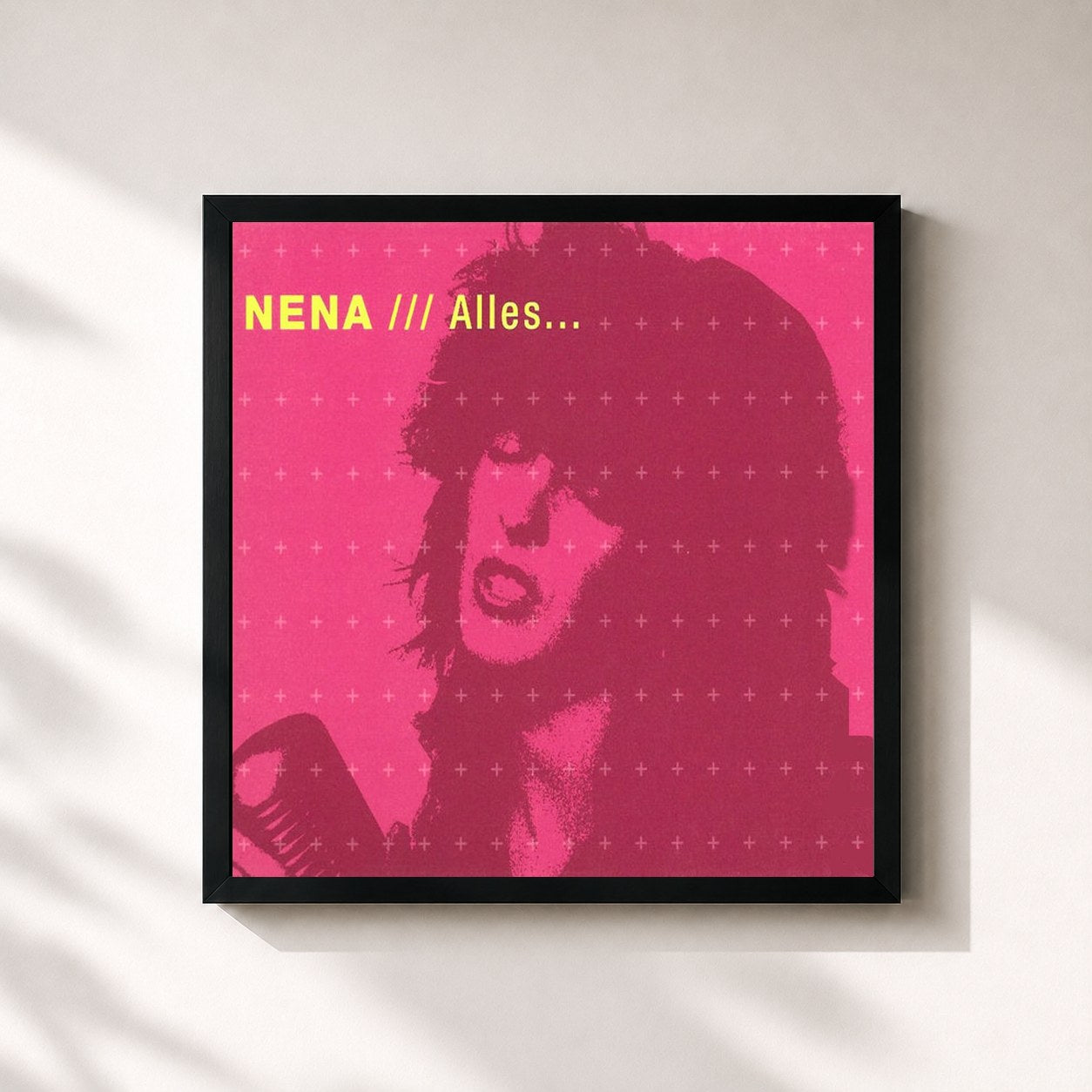#noir Tableau carré de l'album Alles de Nena, cadre noir 32x32 cm