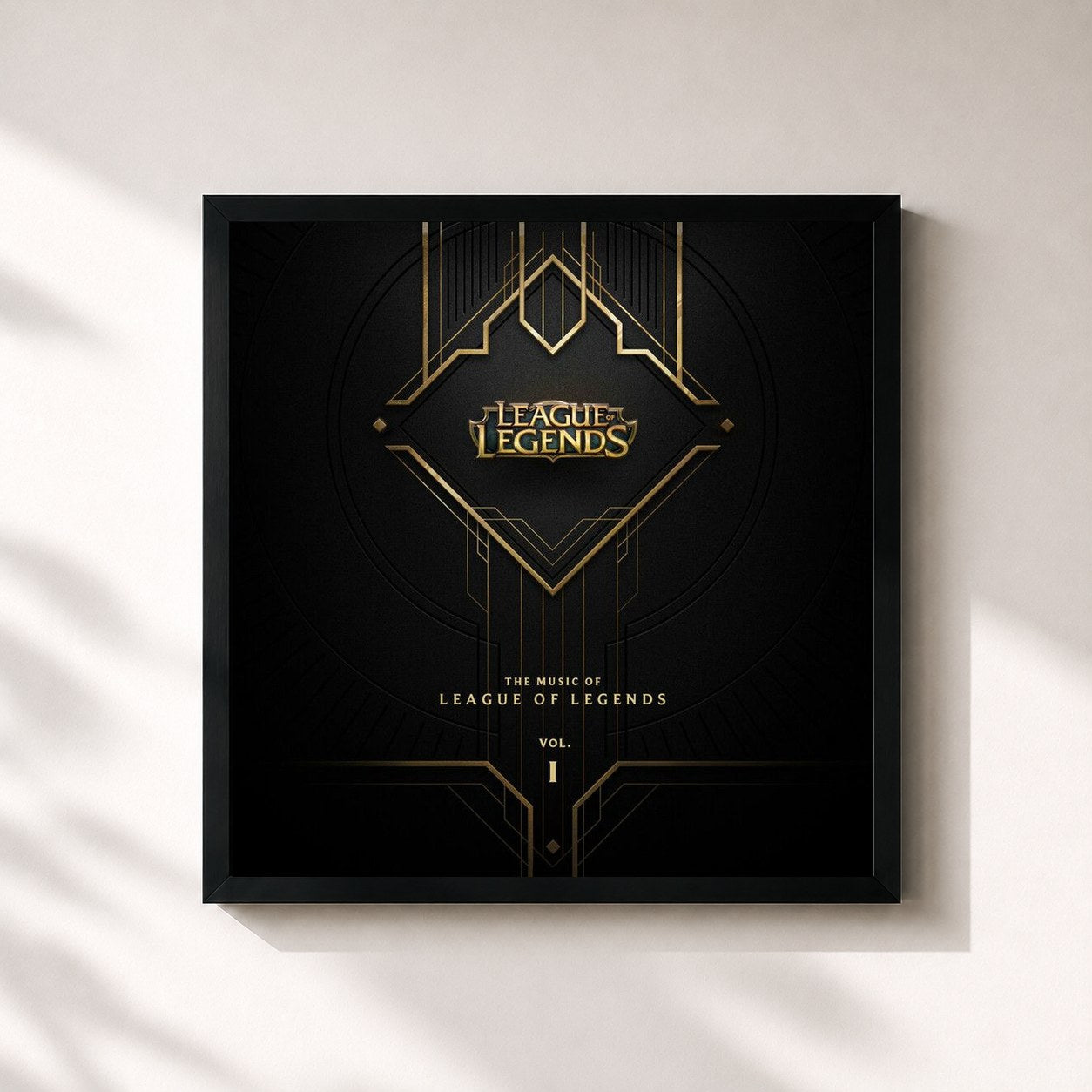 #noir Tableau carré de l'album The Music of League of Legends, Vol. 1 de League of Legends, cadre noir 32x32 cm