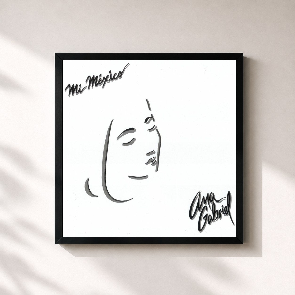 #noir Tableau carré de l'album Mi Mexico de Ana Gabriel, cadre noir 32x32 cm