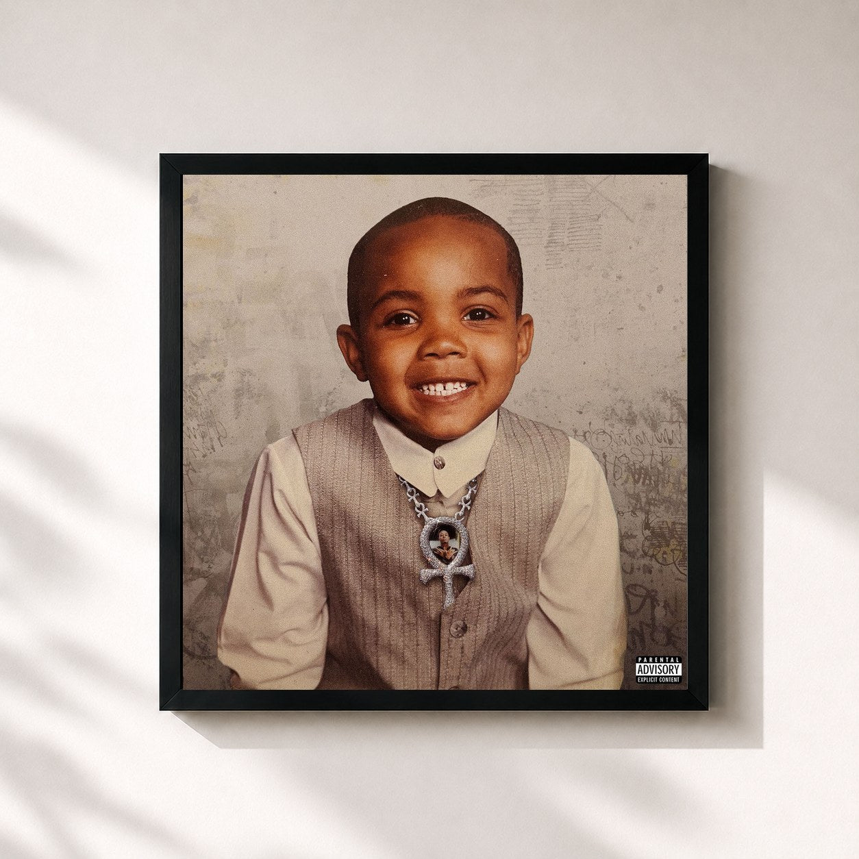 #noir Tableau carré de l'album Lil Herb (Extended) de G Herbo, cadre noir 32x32 cm