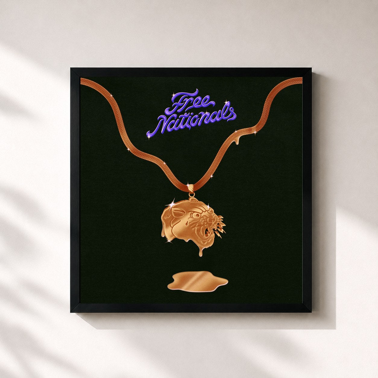 #noir Tableau carré de l'album Free Nationals (Instrumentals) de Free Nationals, cadre noir 32x32 cm