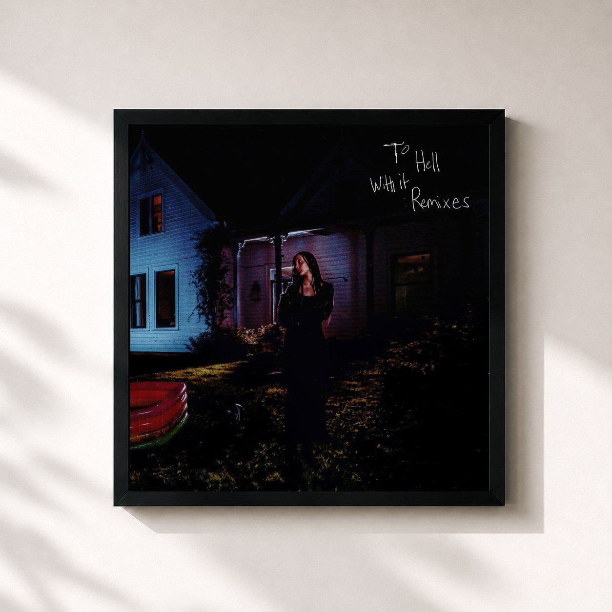 #noir Tableau carré de l'album to hell with it (Remixes) de PinkPantheress, cadre noir 32x32 cm