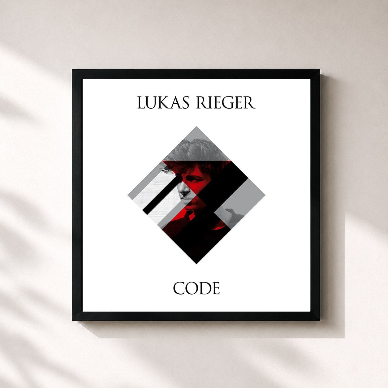#noir Tableau carré de l'album Code de Lukas Rieger, cadre noir 32x32 cm