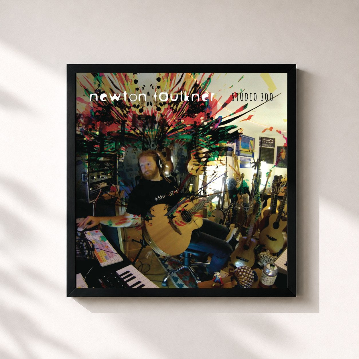 #noir Tableau carré de l'album Studio Zoo de Newton Faulkner, cadre noir 32x32 cm