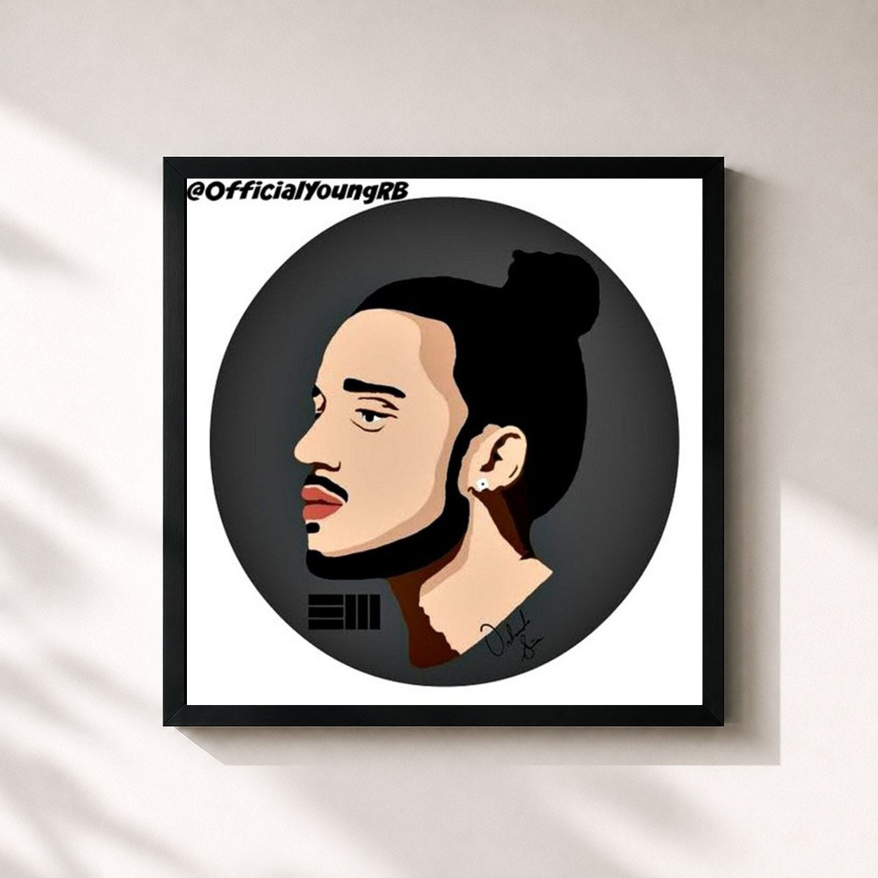 #noir Tableau carré de l'album Russ The Mixtape de Russ, cadre noir 32x32 cm