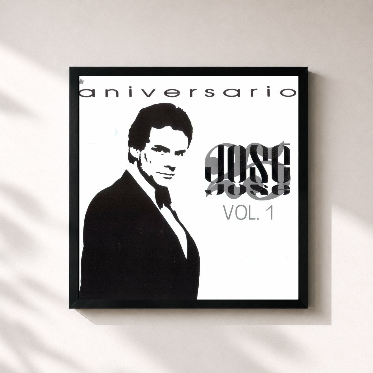 #noir Tableau carré de l'album Jose Jose 25 Años Vol. 1 de José José, cadre noir 32x32 cm