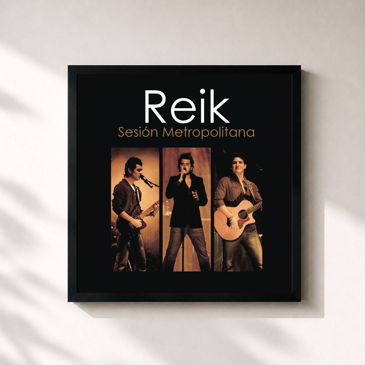 #noir Tableau carré de l'album Reik Sesion Metropolitana de Reik, cadre noir 32x32 cm