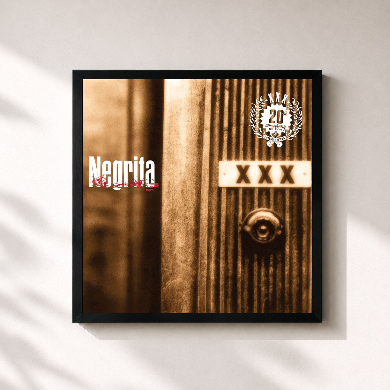 #noir Tableau carré de l'album XXX 20th Anniversary Edition de Negrita, cadre noir 32x32 cm