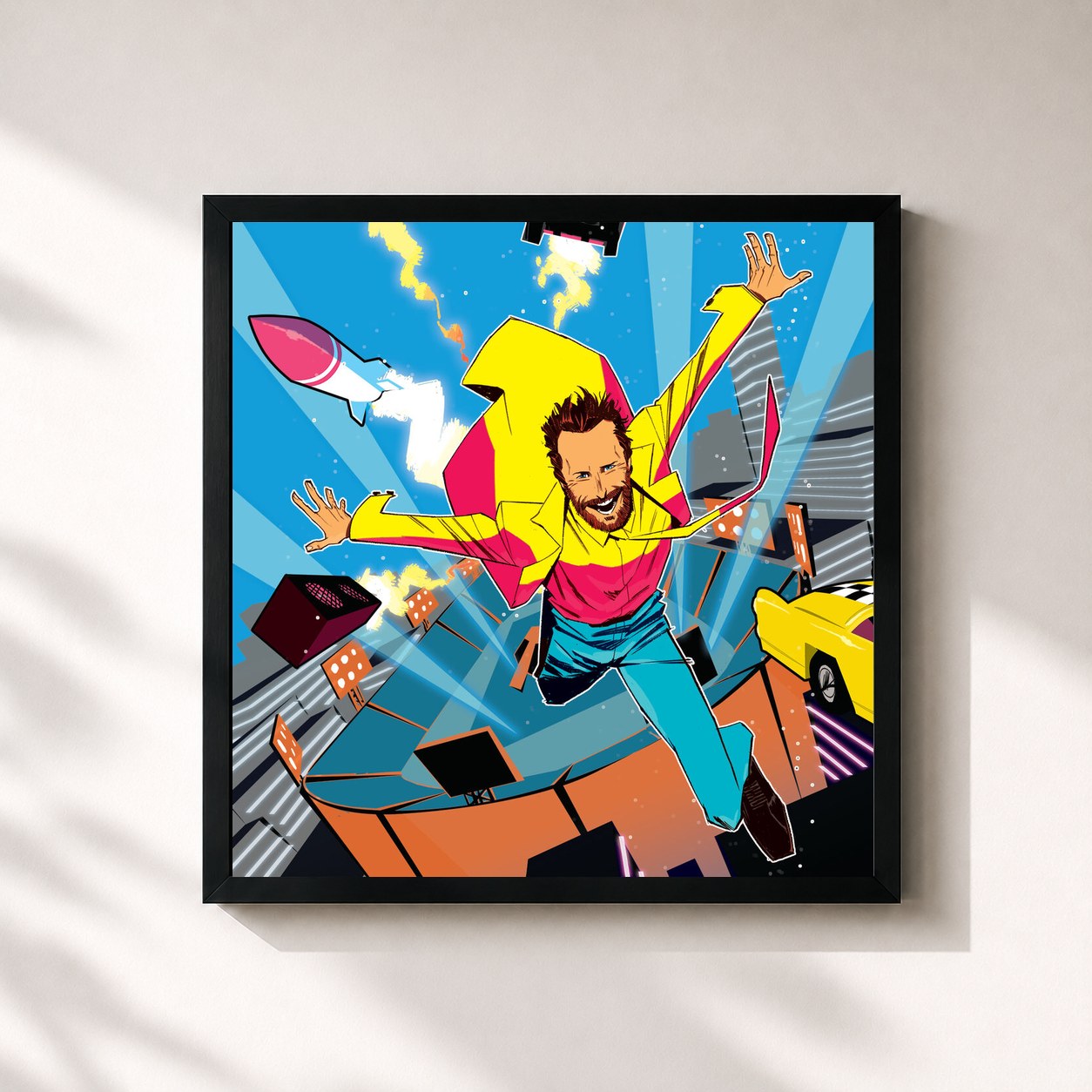 #noir Tableau carré de l'album Lorenzo Negli Stadi Backup Tour 2013 de Jovanotti, cadre noir 32x32 cm