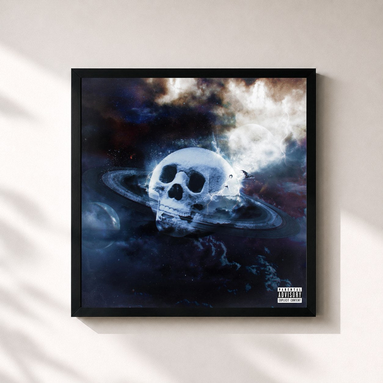 #noir Tableau carré de l'album Bushi de BU$HI, cadre noir 32x32 cm