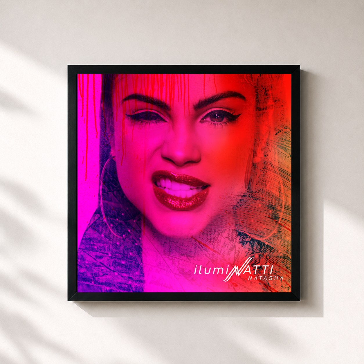 #noir Tableau carré de l'album Iluminatti de NATTI NATASHA   , cadre noir 32x32 cm