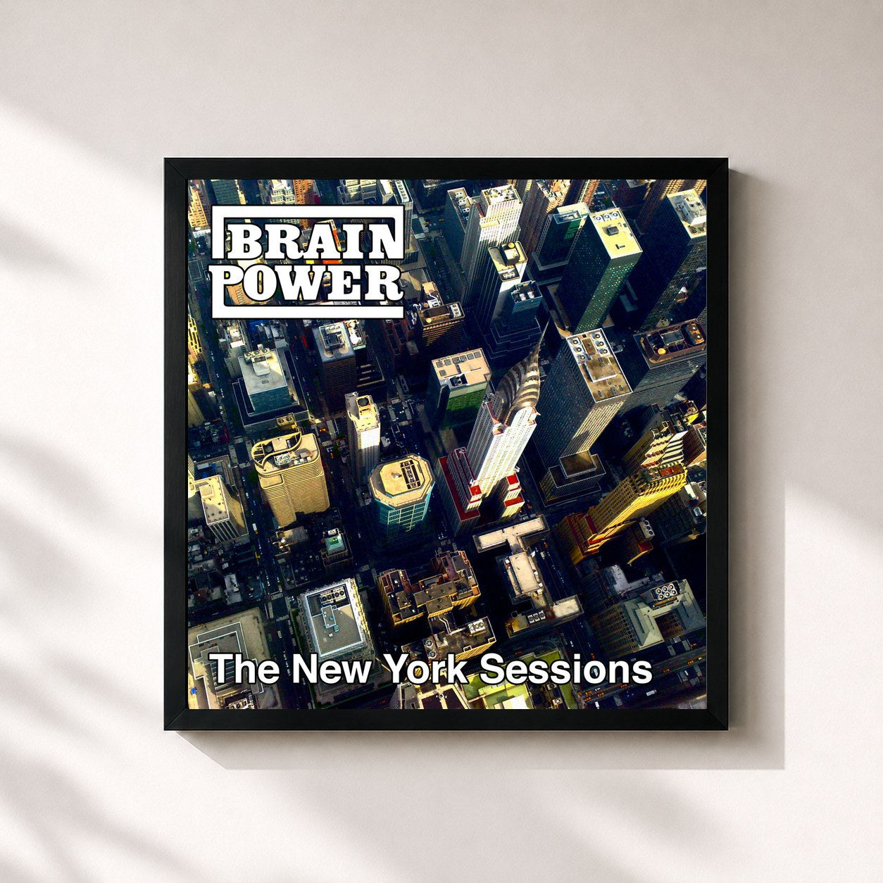 #noir Tableau carré de l'album The New York Sessions de Brainpower, cadre noir 32x32 cm