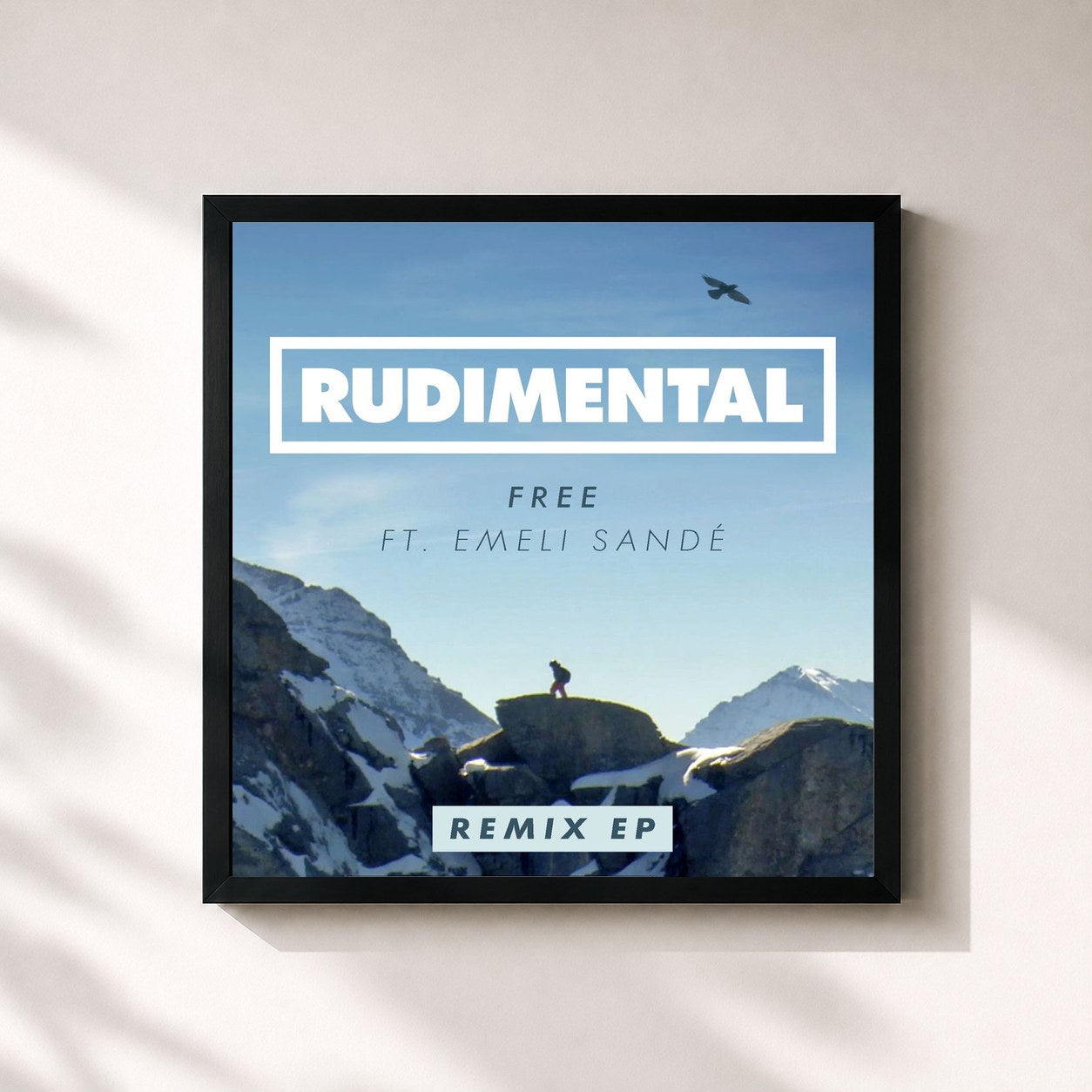 #noir Tableau carré de l'album Free (feat. Emeli Sandé) (Remix EP) de Rudimental, cadre noir 32x32 cm