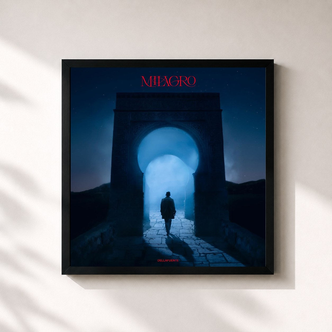 #noir Tableau carré de l'album Milagro de DELLAFUENTE, cadre noir 32x32 cm