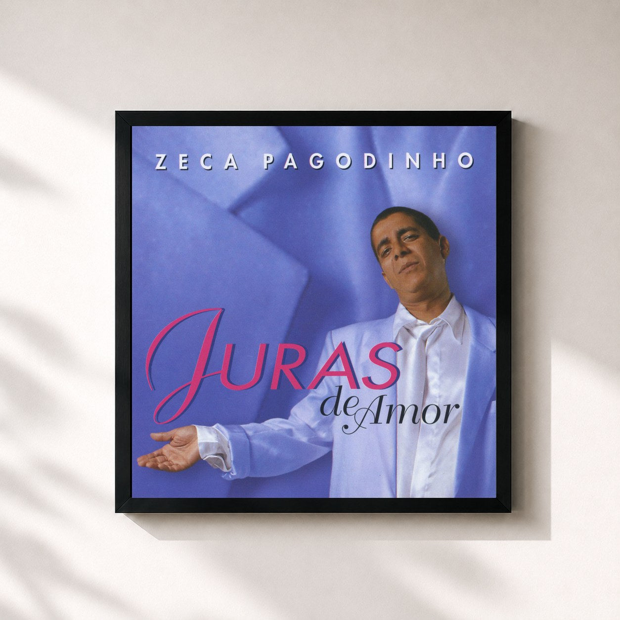 #noir Tableau carré de l'album Juras De Amor de Zeca Pagodinho, cadre noir 32x32 cm