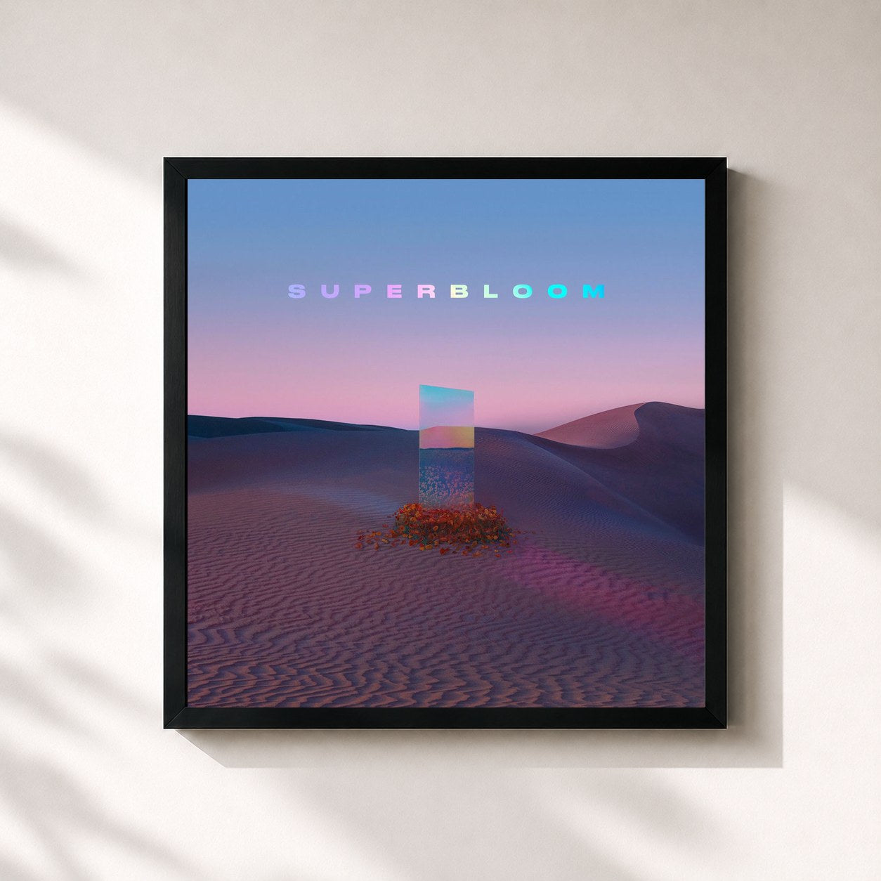 #noir Tableau carré de l'album SUPERBLOOM de MisterWives, cadre noir 32x32 cm