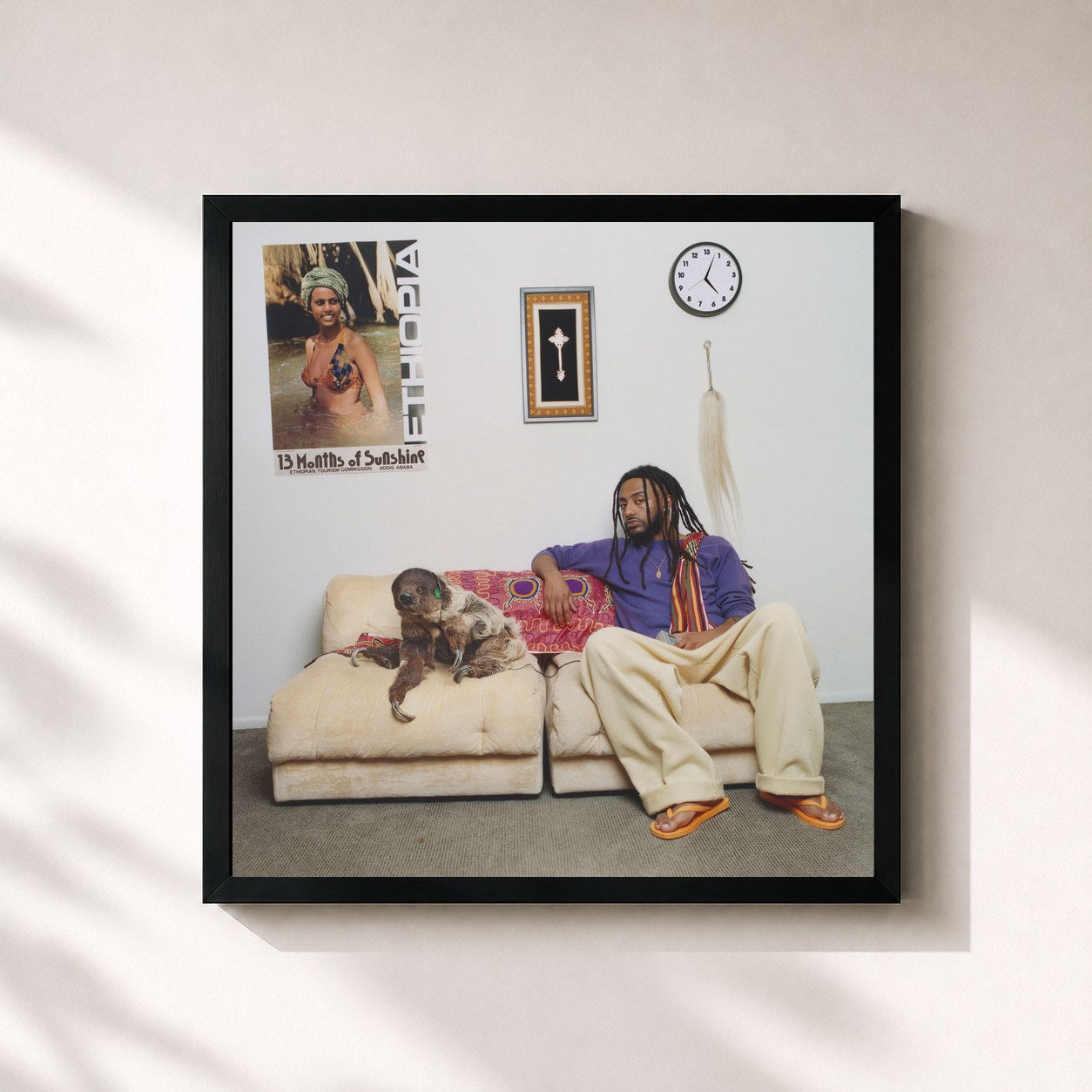 #noir Tableau carré de l'album 13 Months of Sunshine de Amine, cadre noir 32x32 cm