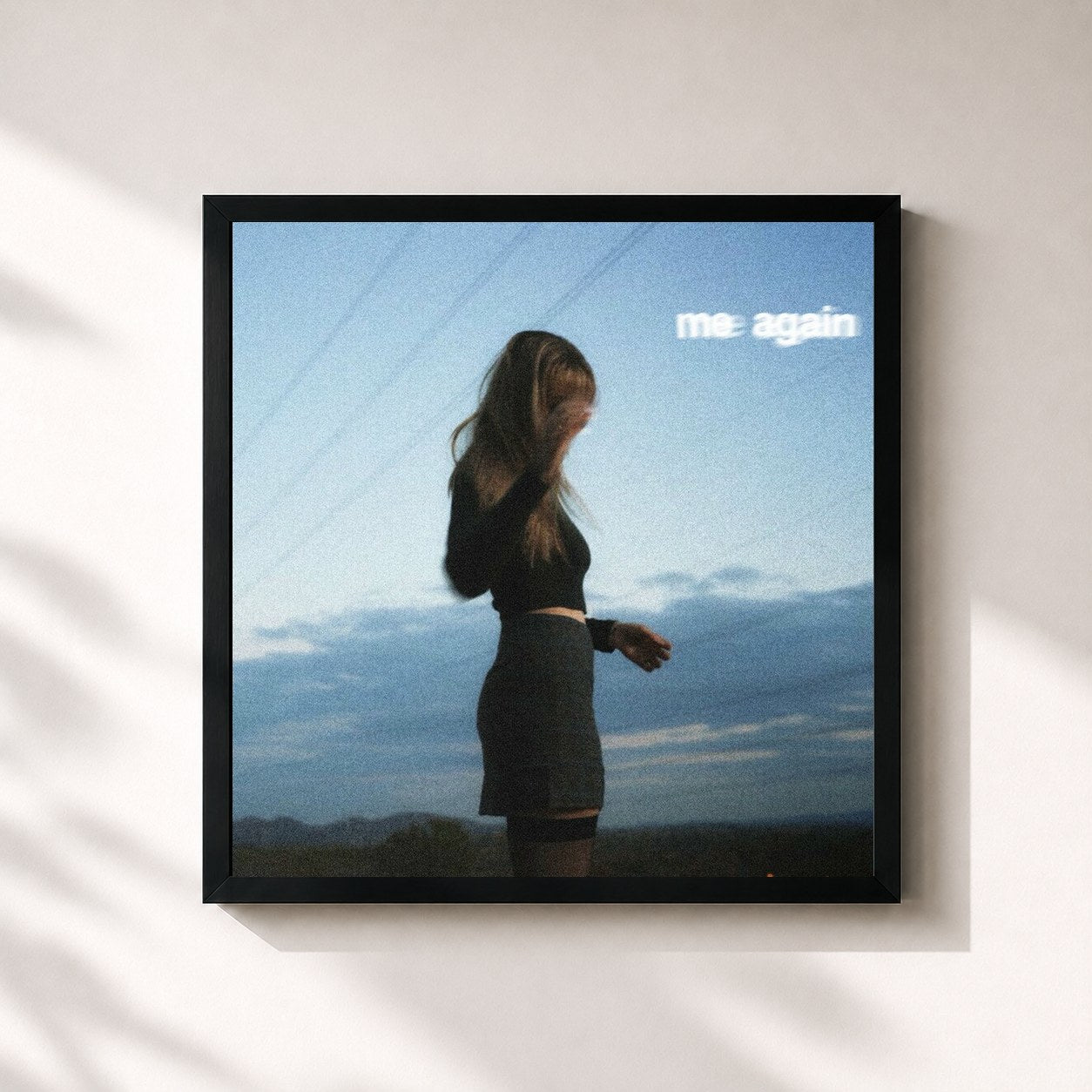 #noir Tableau carré de l'album Me Again de Sasha Alex Sloan, cadre noir 32x32 cm