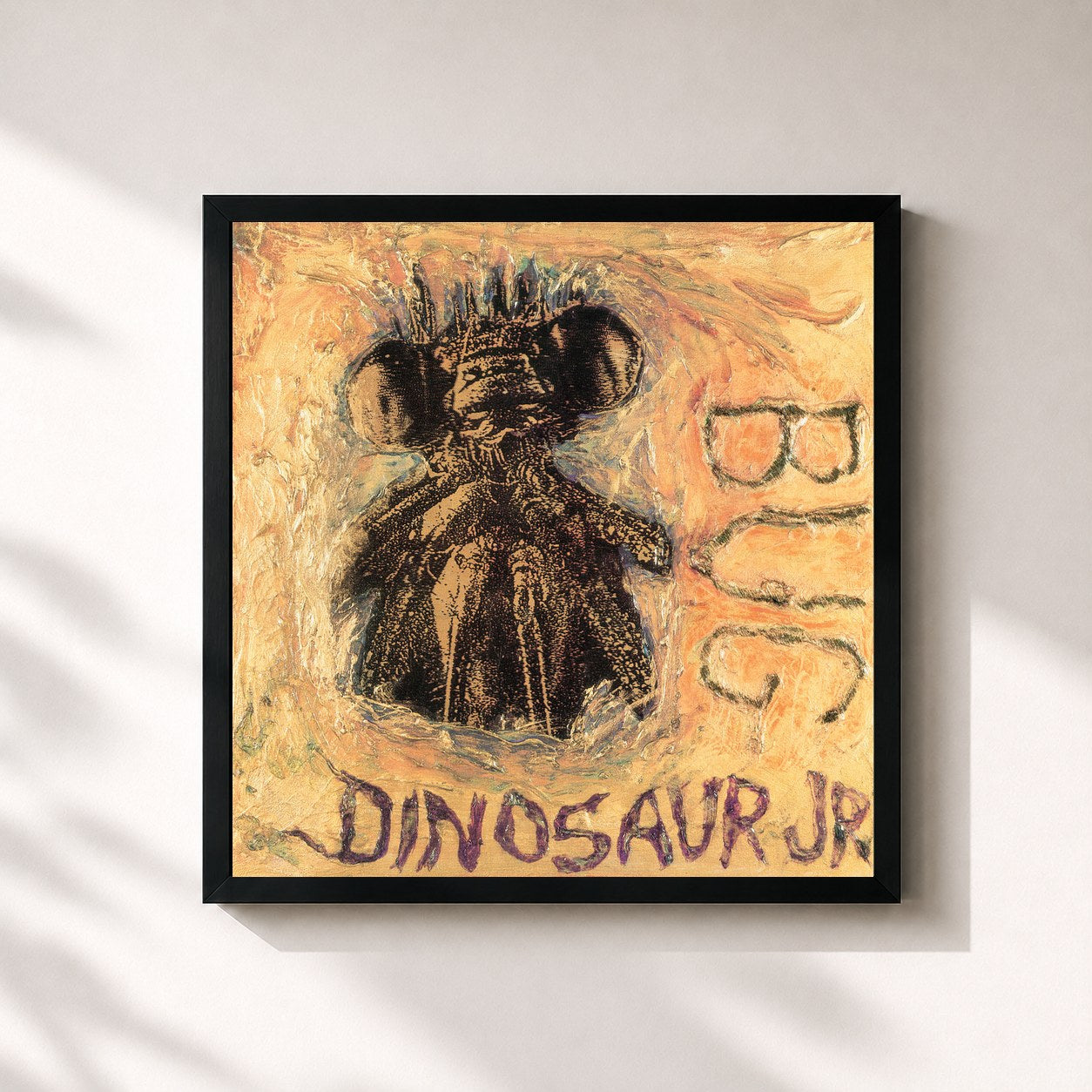 #noir Tableau carré de l'album Bug de Dinosaur Jr., cadre noir 32x32 cm
