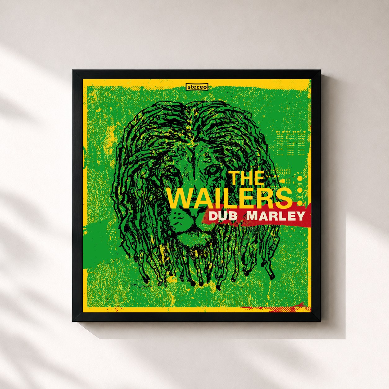 #noir Tableau carré de l'album Dub Marley de The Wailers, cadre noir 32x32 cm