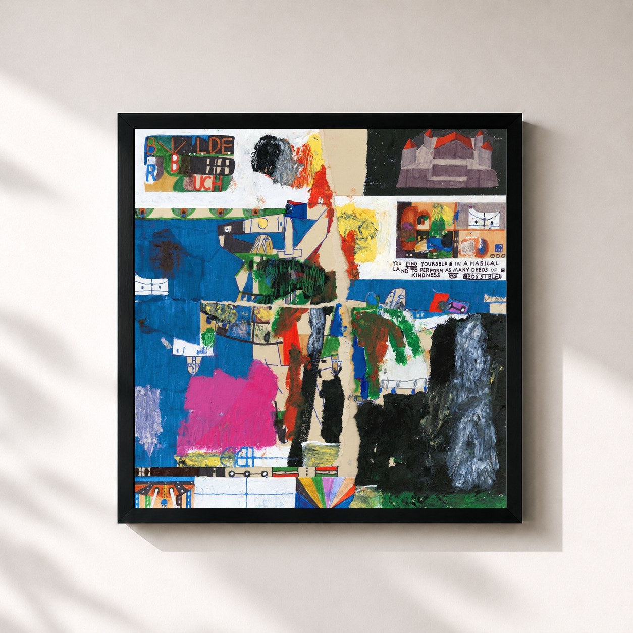 #noir Tableau carré de l'album Vernissage My Heart de Bilderbuch, cadre noir 32x32 cm