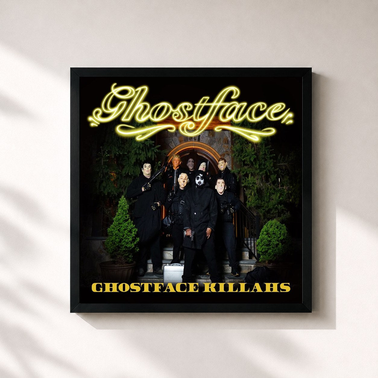 #noir Tableau carré de l'album Ghostface Killahs de Ghostface Killah, cadre noir 32x32 cm