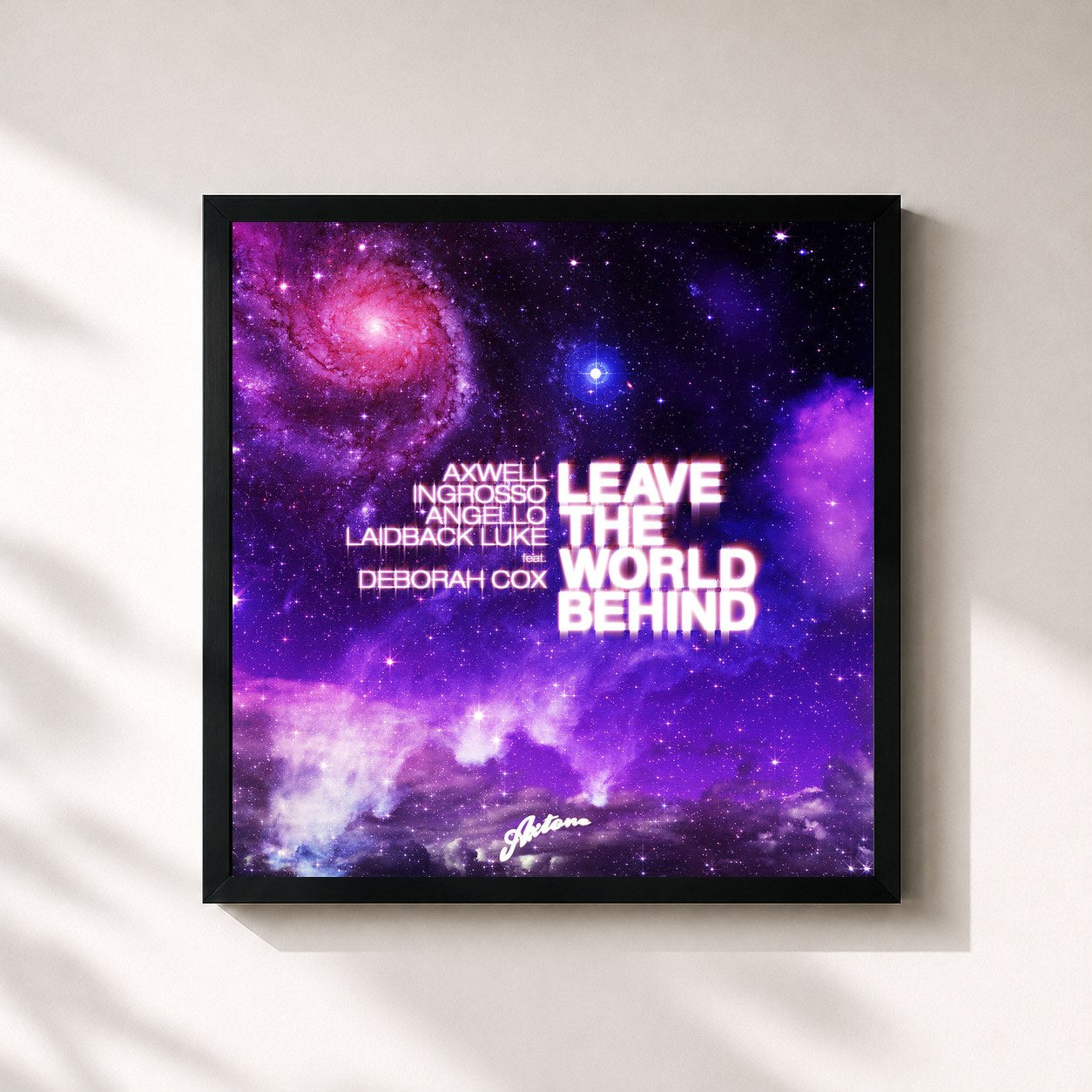 #noir Tableau carré de l'album Leave The World Behind de Axwell, cadre noir 32x32 cm