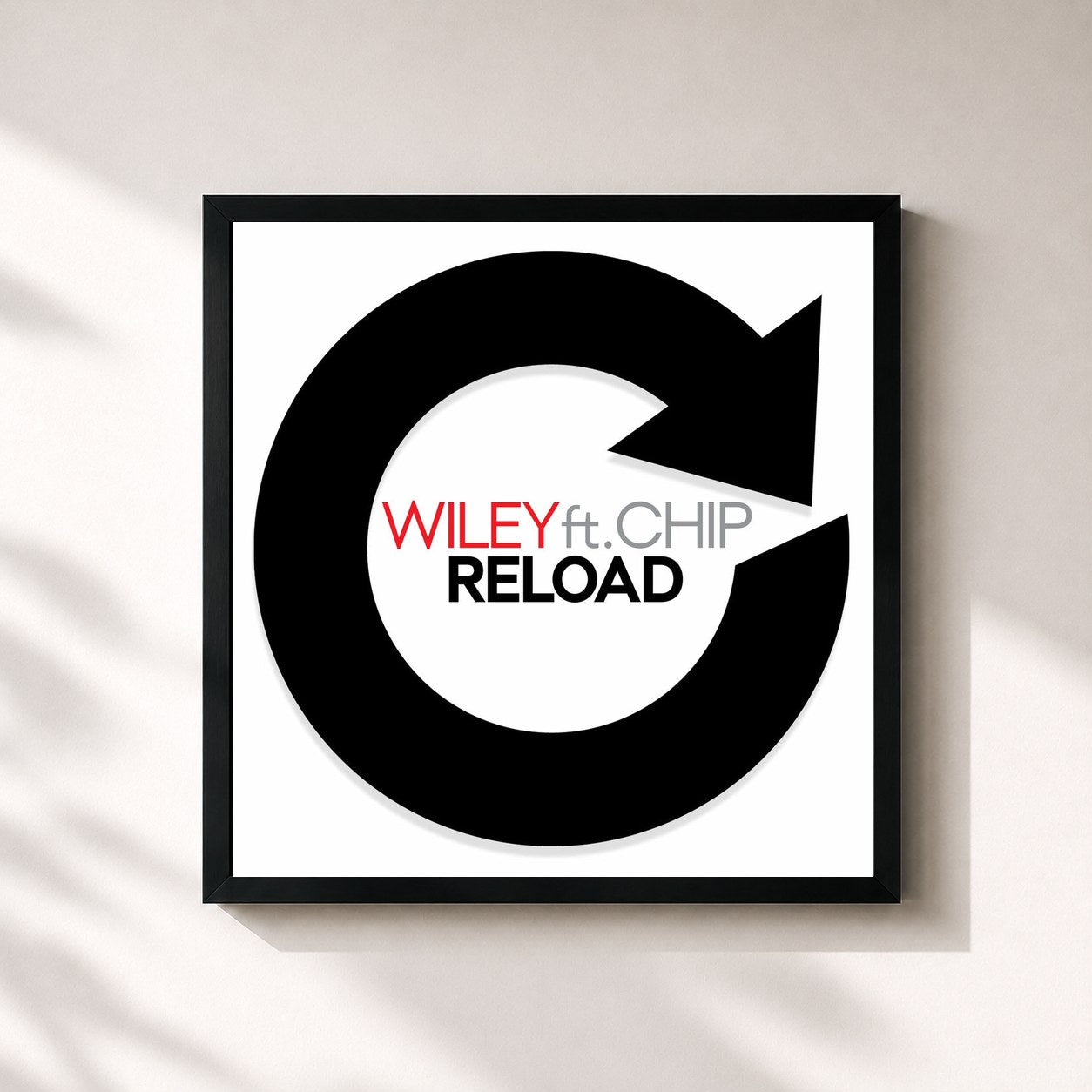 #noir Tableau carré de l'album Reload (ft. Chip) de Wiley, cadre noir 32x32 cm