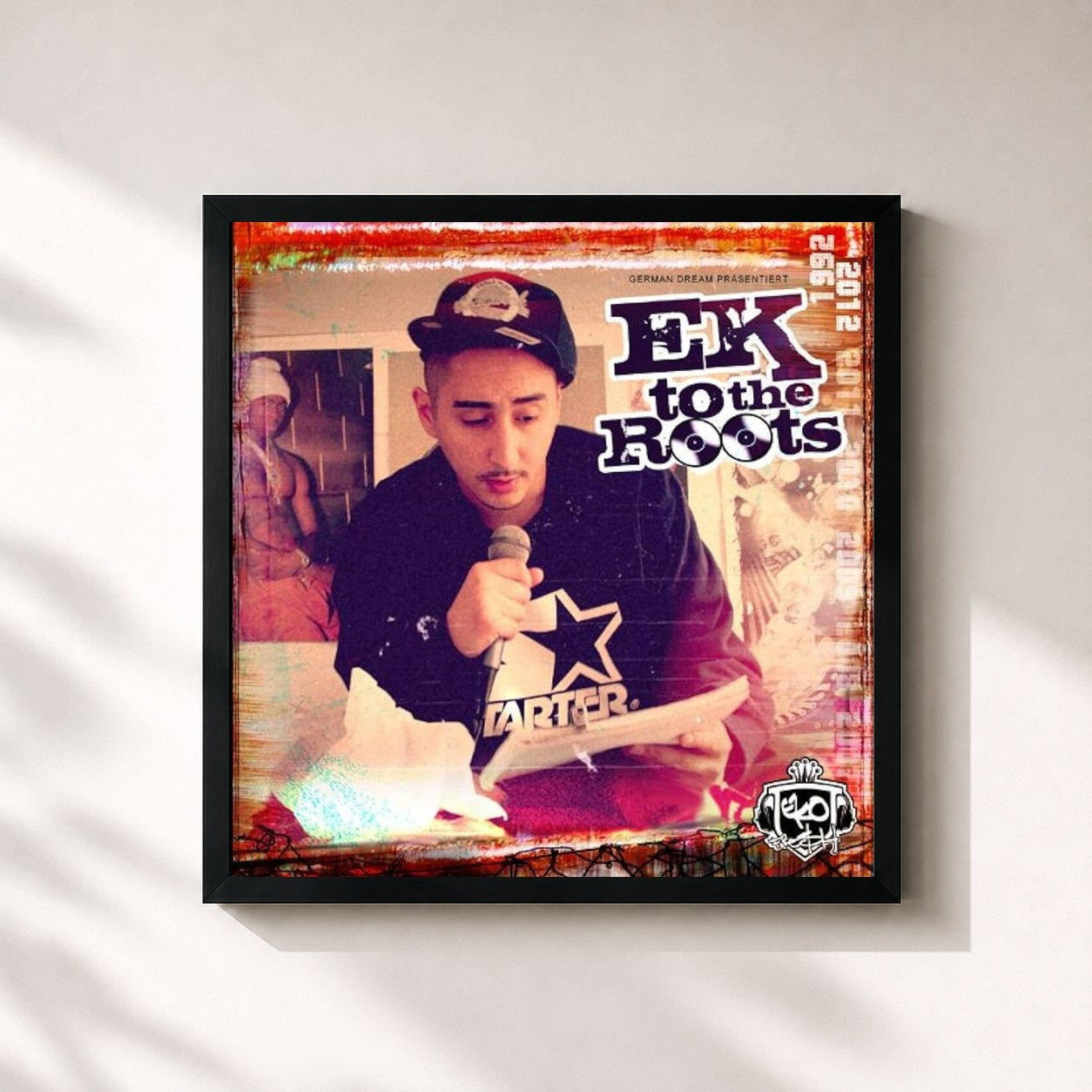 #noir Tableau carré de l'album Ek to the Roots de Eko Fresh, cadre noir 32x32 cm