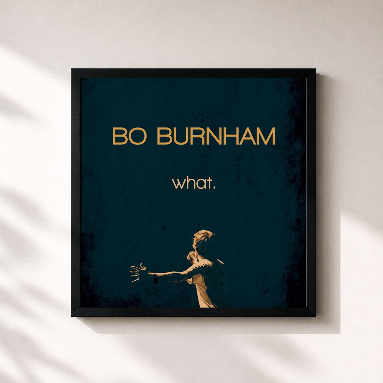 #noir Tableau carré de l'album What. de Bo Burnham, cadre noir 32x32 cm