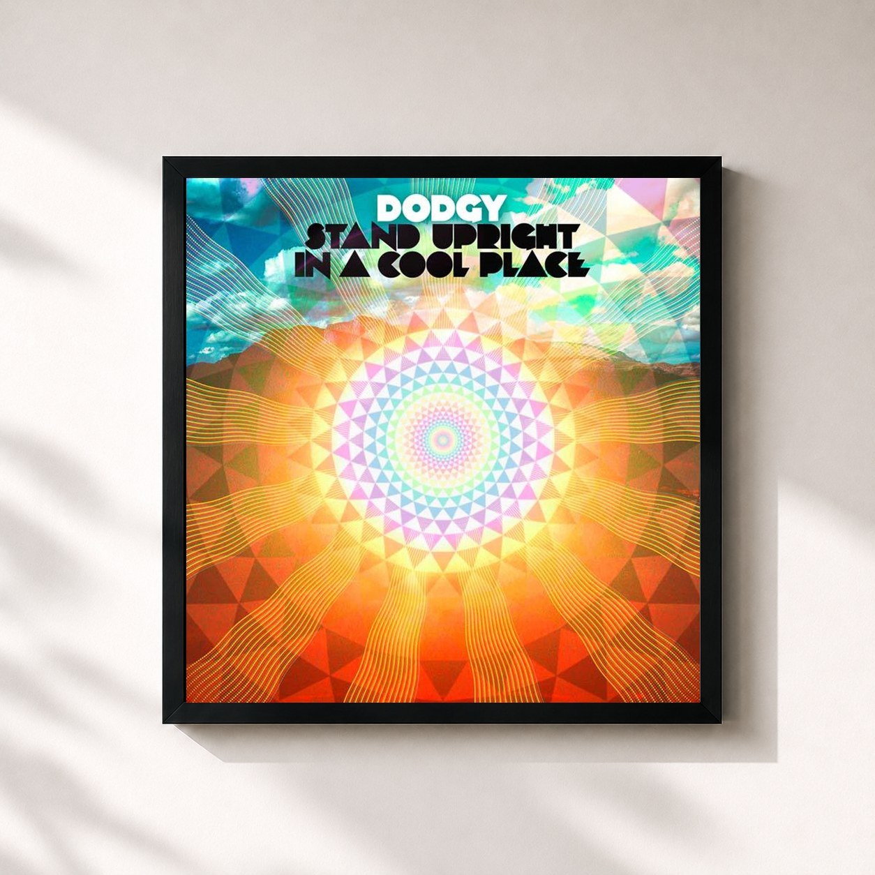 #noir Tableau carré de l'album Stand Upright in a Cool Place de Dodgy, cadre noir 32x32 cm