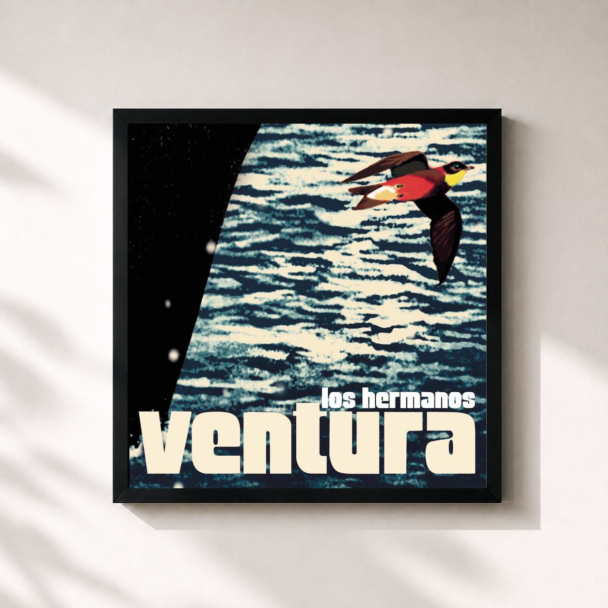 #noir Tableau carré de l'album Ventura de Los Hermanos, cadre noir 32x32 cm