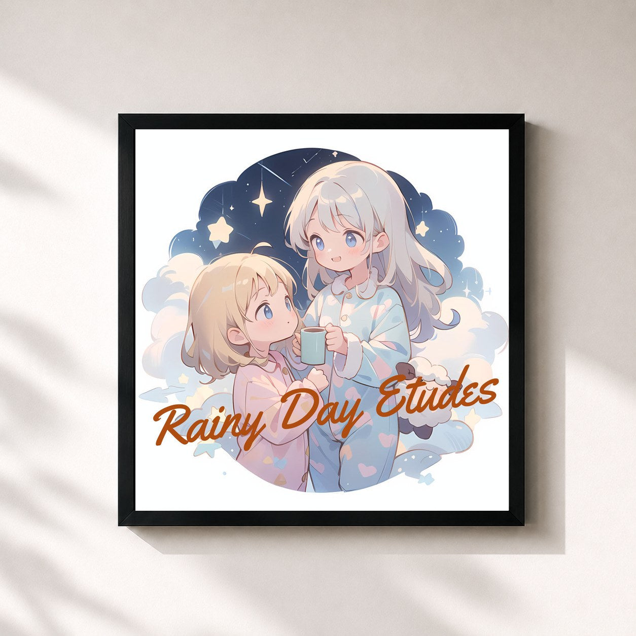#noir Tableau carré de l'album Rainy Day Etudes de Annie, cadre noir 32x32 cm