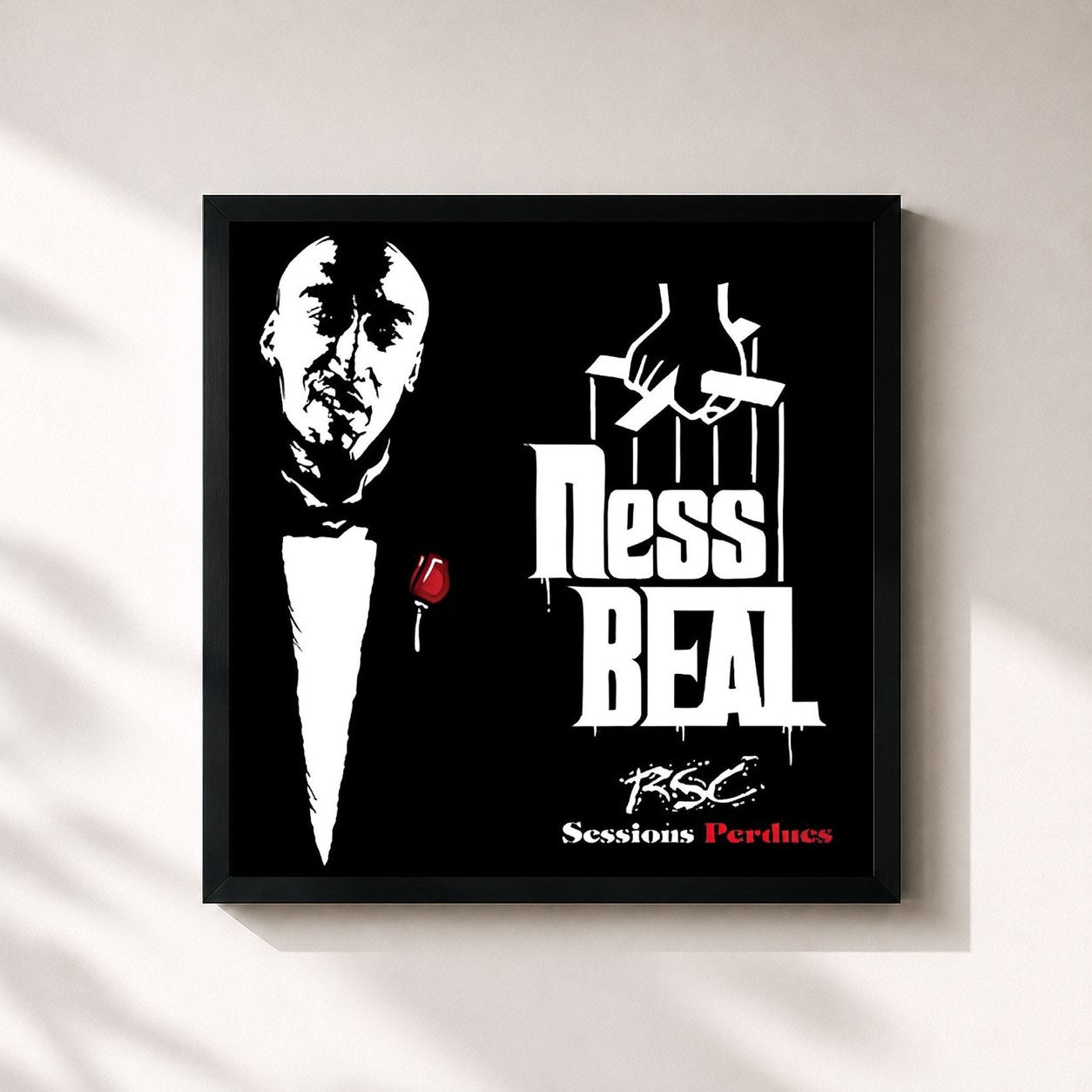#noir Tableau carré de l'album RSC Sessions Perdues de Nessbeal, cadre noir 32x32 cm