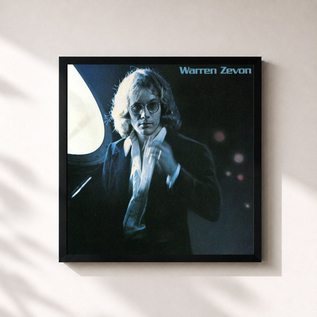 #noir Tableau carré de l'album Warren Zevon de Warren Zevon, cadre noir 32x32 cm